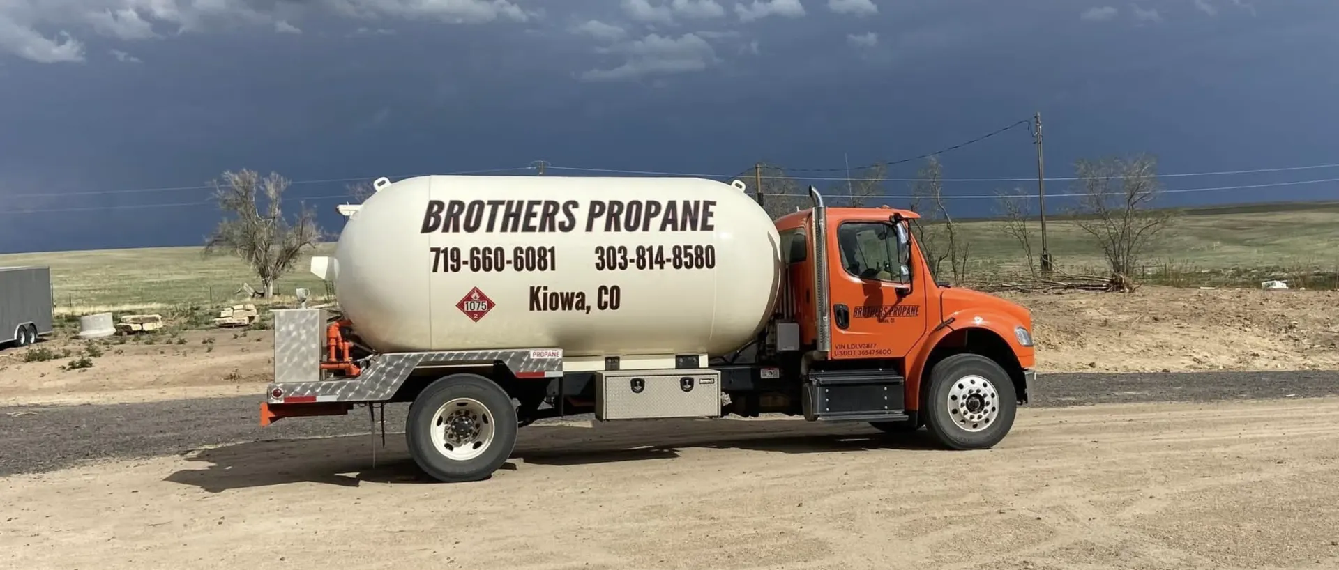 Brothers Propane delivery truck on the Colorado plains